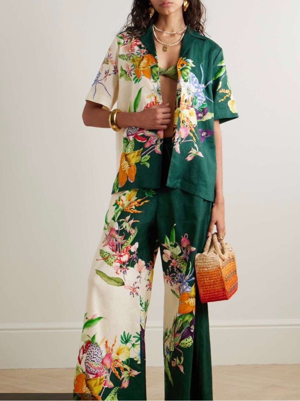 Alemais Aggie floral Linen 2 piece shirt and pants set